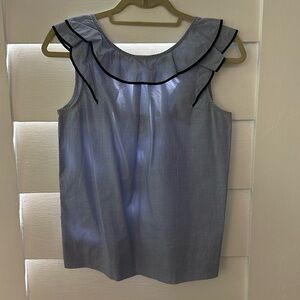 J. Crew chambray linen ruffle top size 0